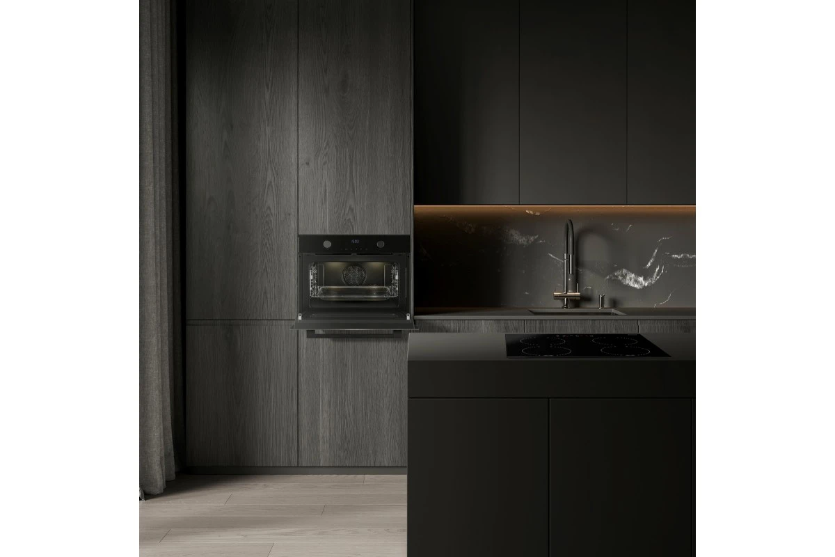 Встраиваемый компактный духовой шкаф с СВЧ Weissgauff OE 4551 DB Black Edition