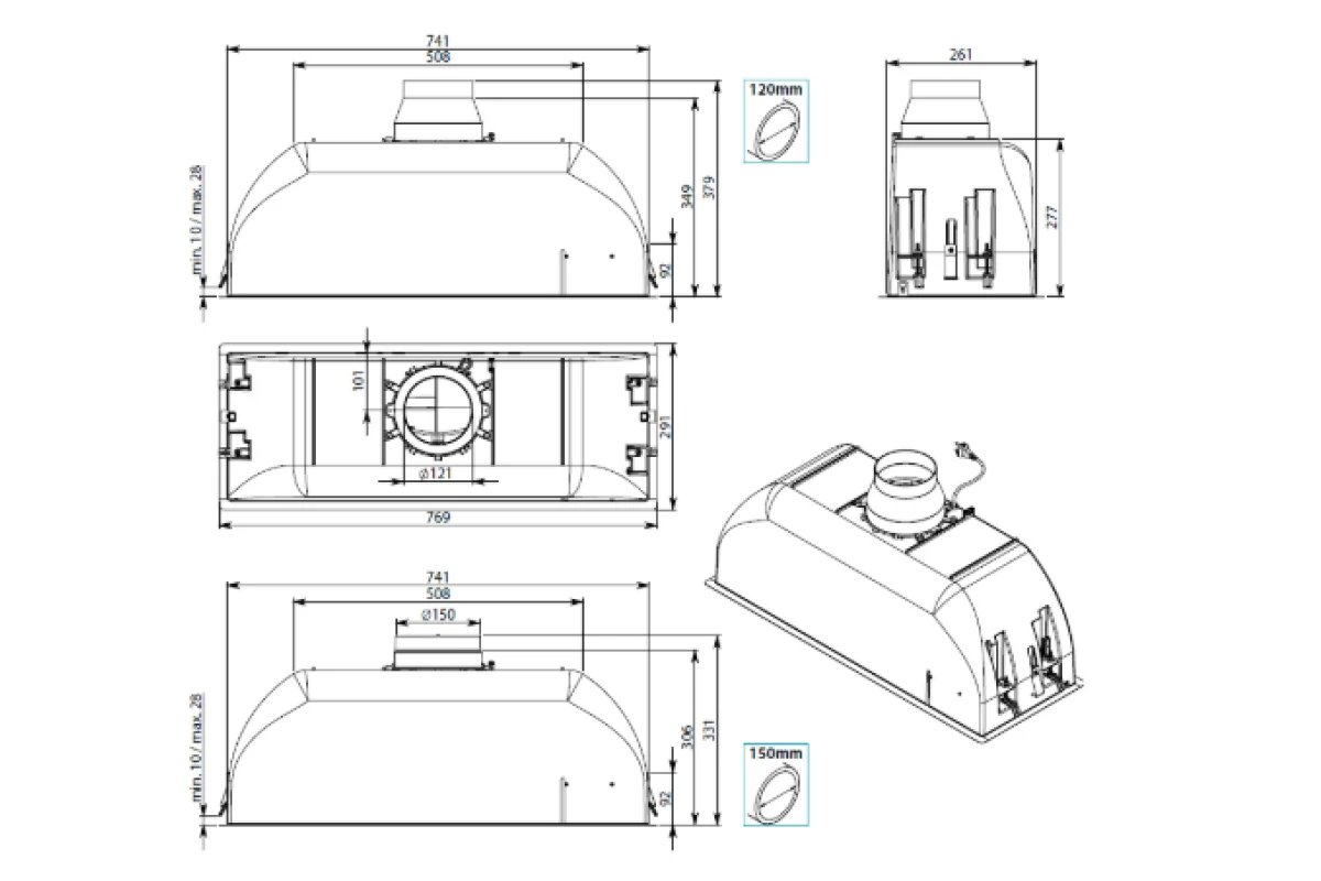 Вытяжка Falmec GRUPPO INCASSO PLUS 70 WH