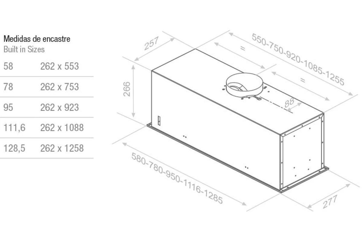Встраиваемая вытяжка Pando EVO/780.11 INOX V.850 SEC