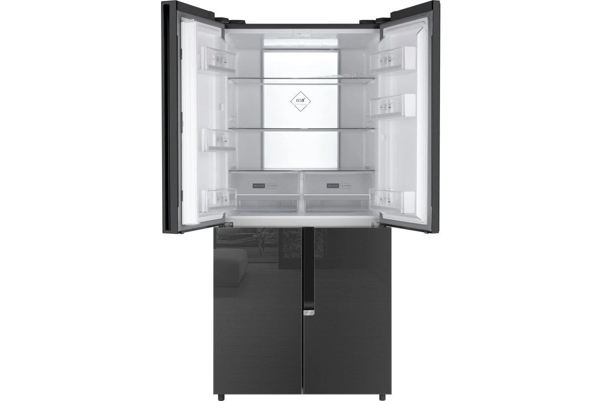 Отдельностоящий холодильник с инвертором Weissgauff WCD 450 Inox Glass NoFrost Inverter