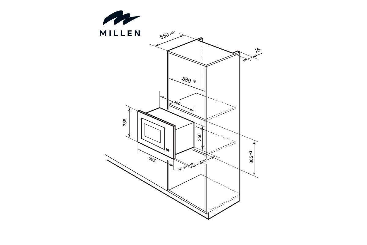 Встраиваемая микроволновая печь Millen MBW 381 SX