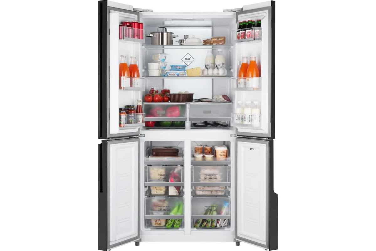 Отдельностоящий холодильник с инвертором Weissgauff WCD 450 White Rock Glass NoFrost Inverter