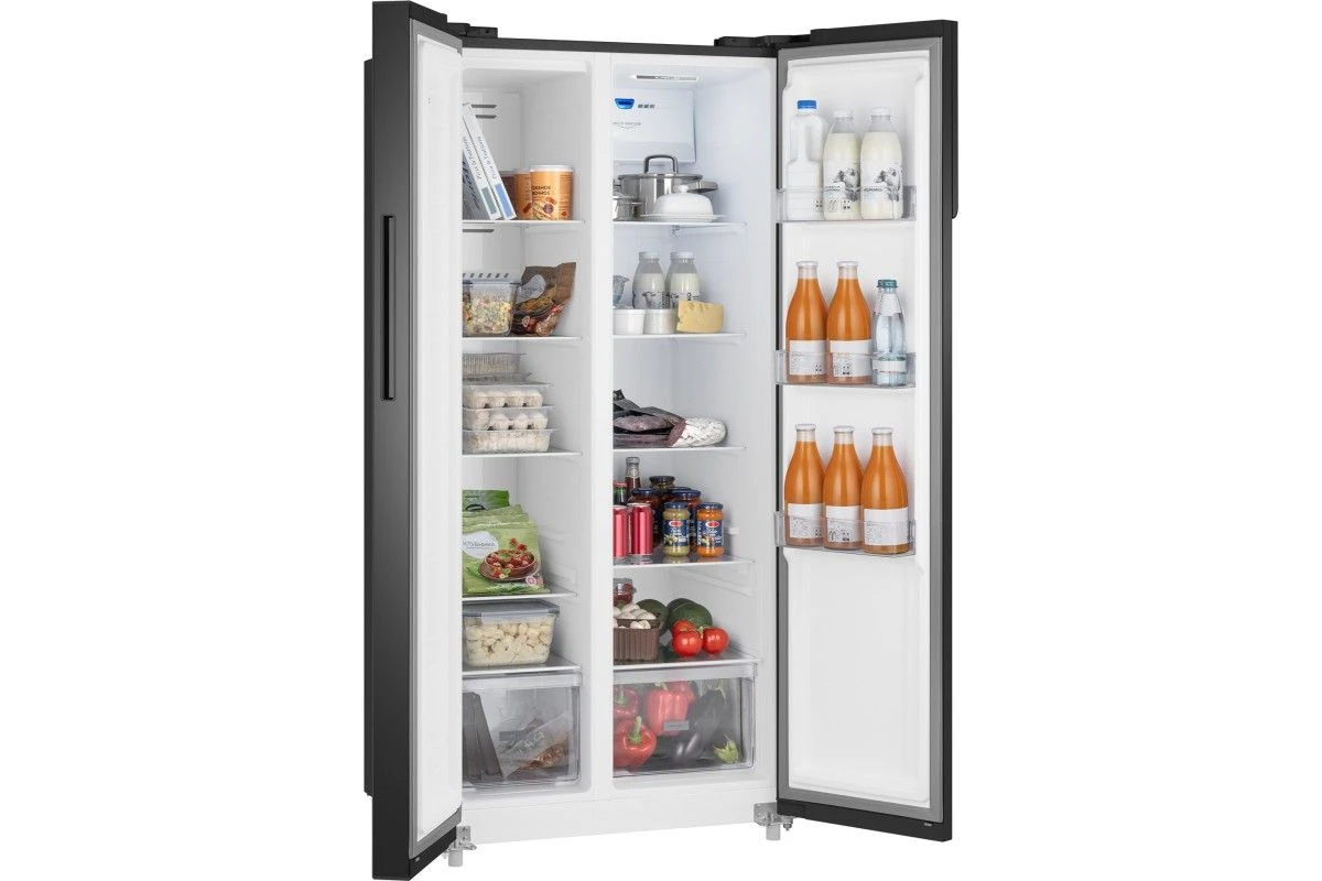 Отдельностоящий холодильник с инвертором Weissgauff WSBS 500 Inverter NoFrost Black Glass