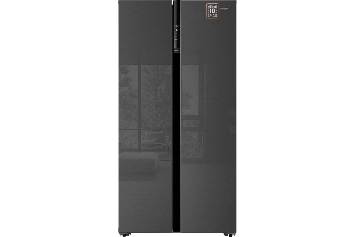 Отдельностоящий холодильник с инвертором Weissgauff WSBS 600 NoFrost Inverter Inox Glass