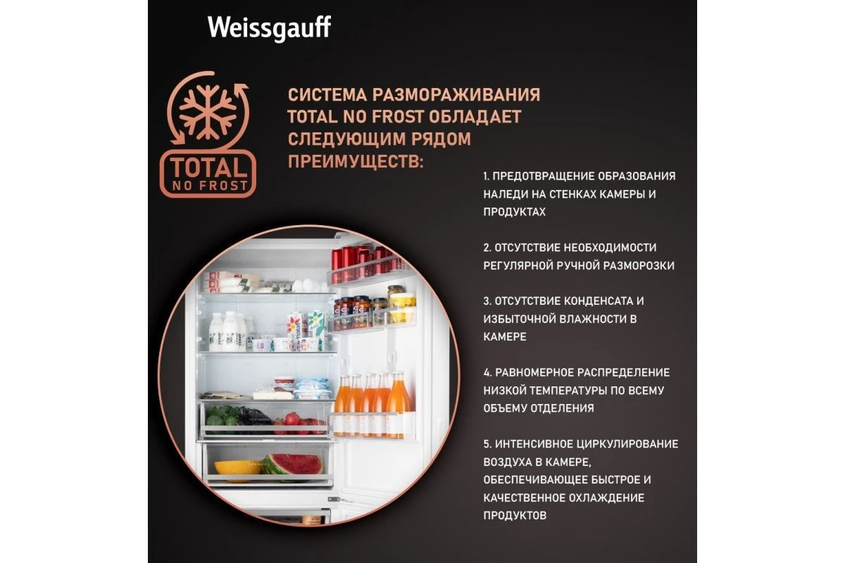Отдельностоящий холодильник с инвертором Weissgauff WRK 1970 DWG Full NoFrost Inverter