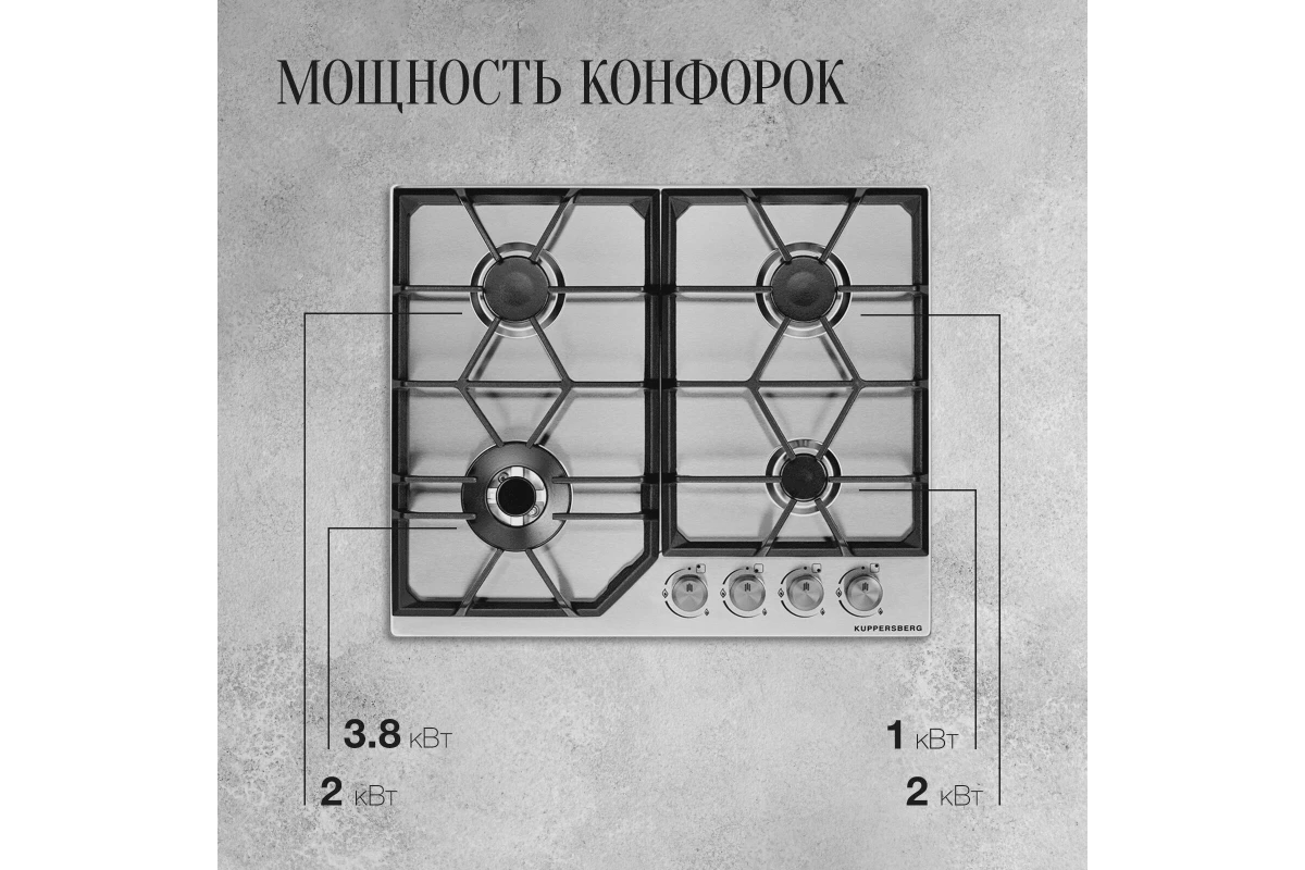 Газовая варочная панель Kuppersberg FS 62 X