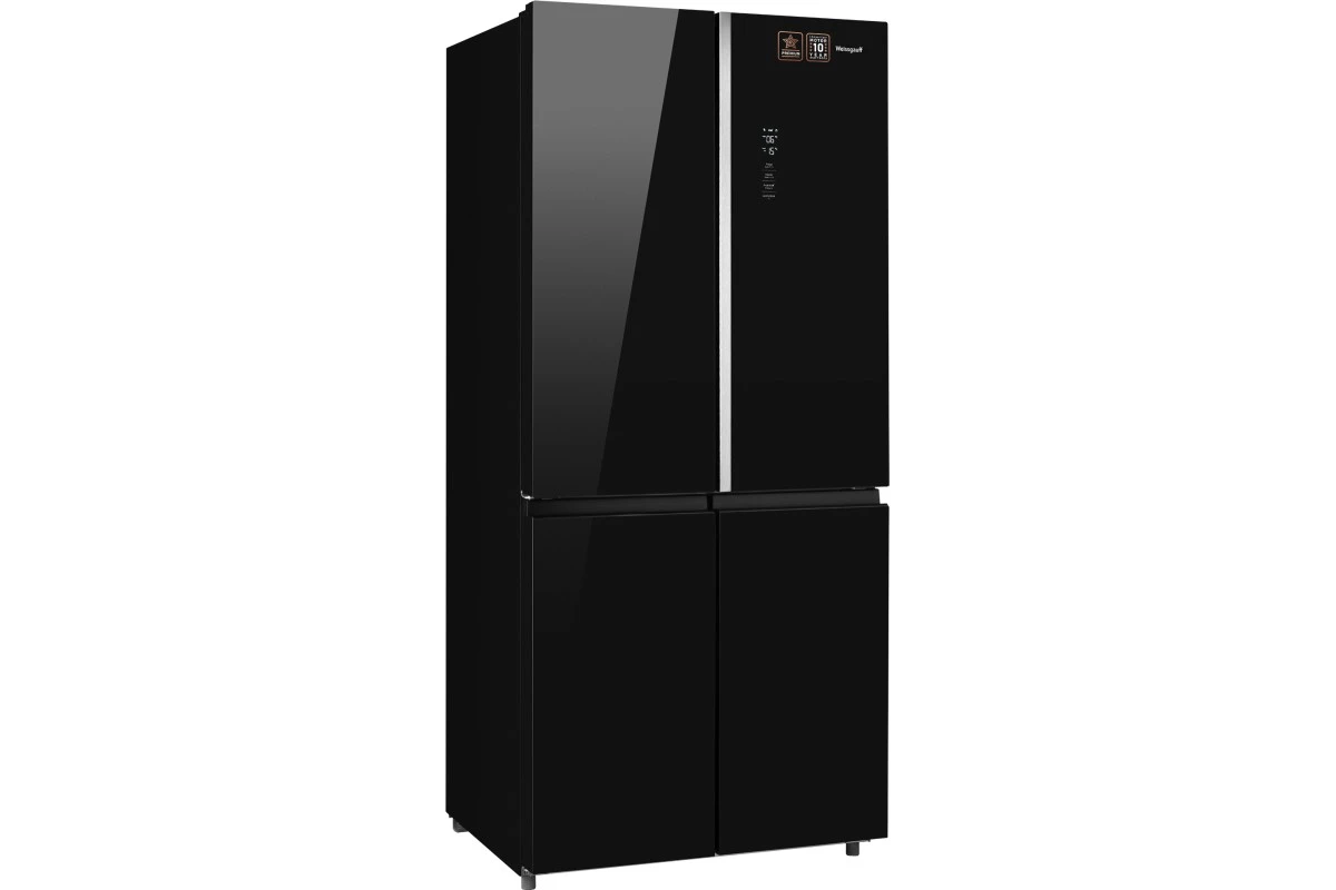 Отдельностоящий холодильник с инвертором Weissgauff WCD 590 Nofrost Inverter Premium EcoFresh Black Glass