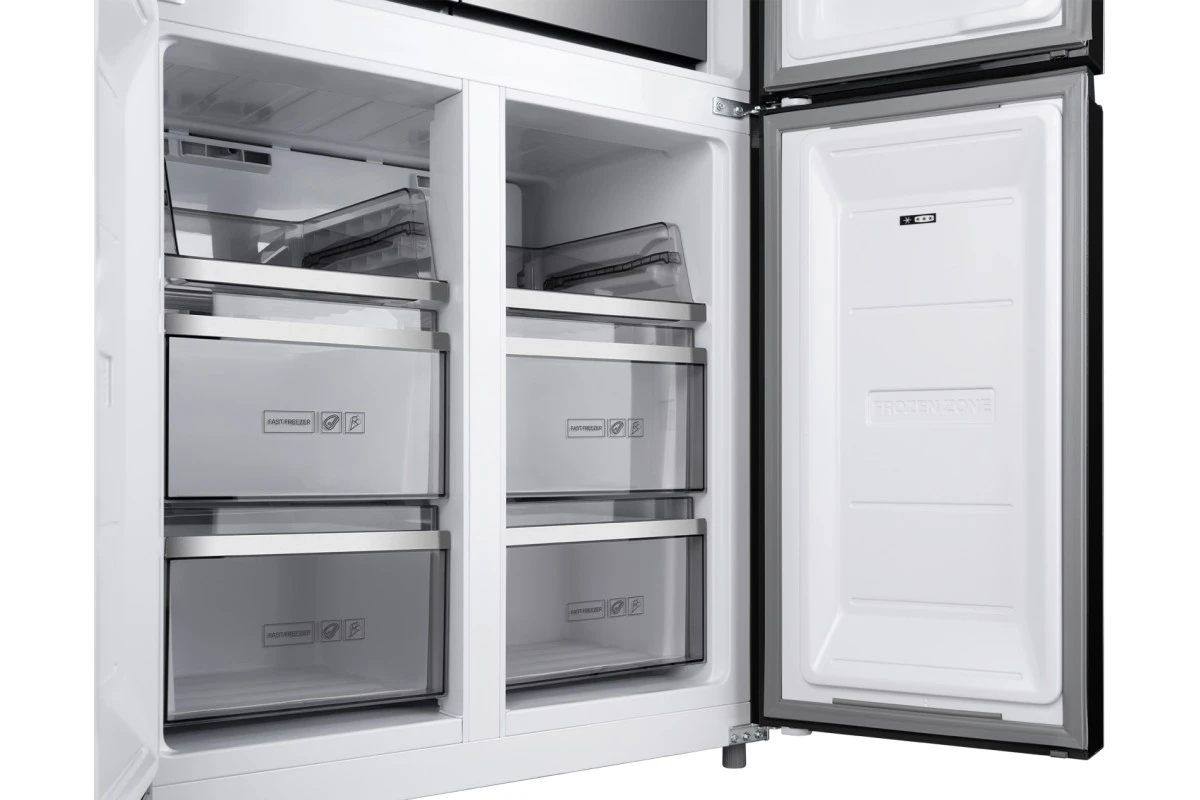 Отдельностоящий холодильник с инвертором Weissgauff WCD 590 Nofrost Inverter Premium EcoFresh Rock Glass