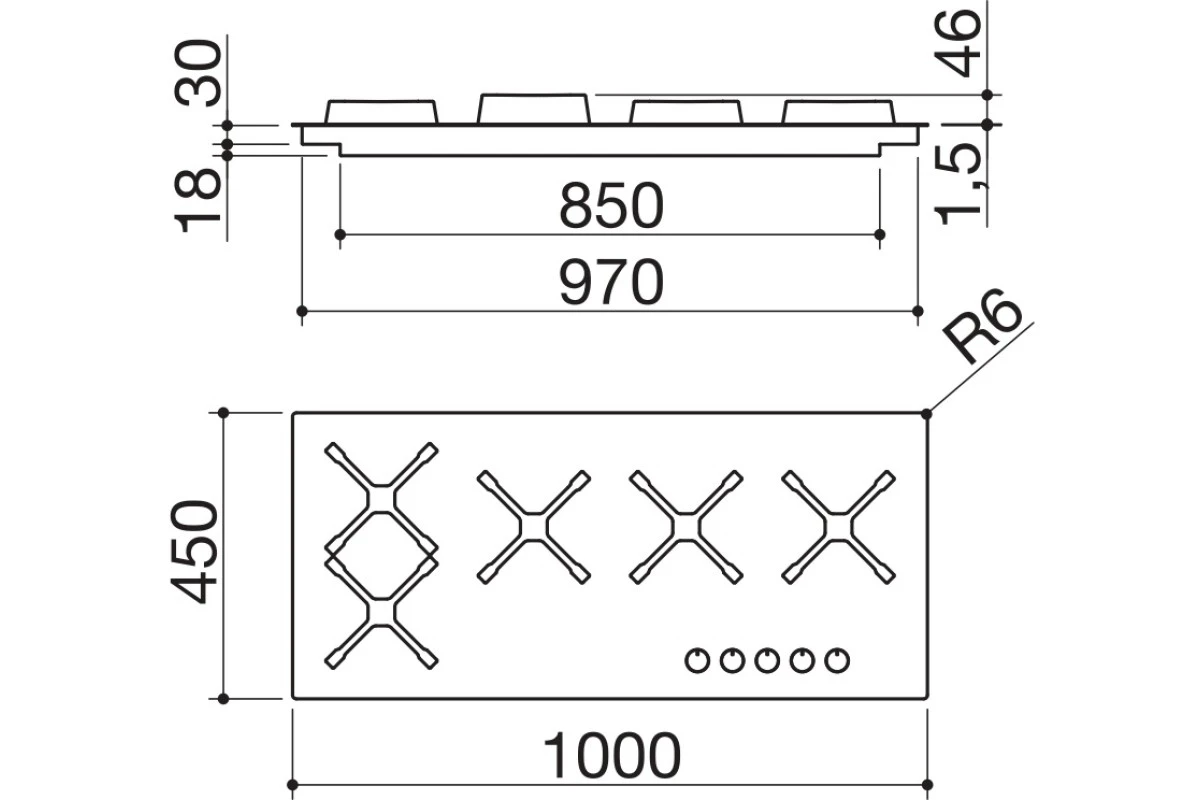 Газовая варочная панель Barazza 1PSPF105