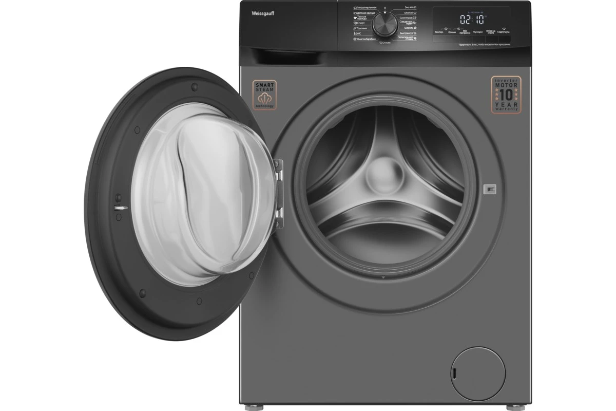 Стиральная машина с инвертором и паром Weissgauff WM 4947 DC Inverter Steam Grey