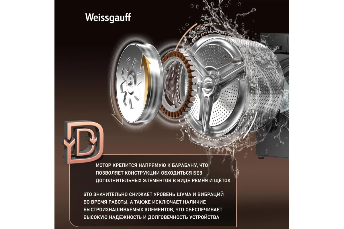 Стиральная машина с прямым приводом Weissgauff WM 45127 Direct Drive Inverter Steam Deep Grey