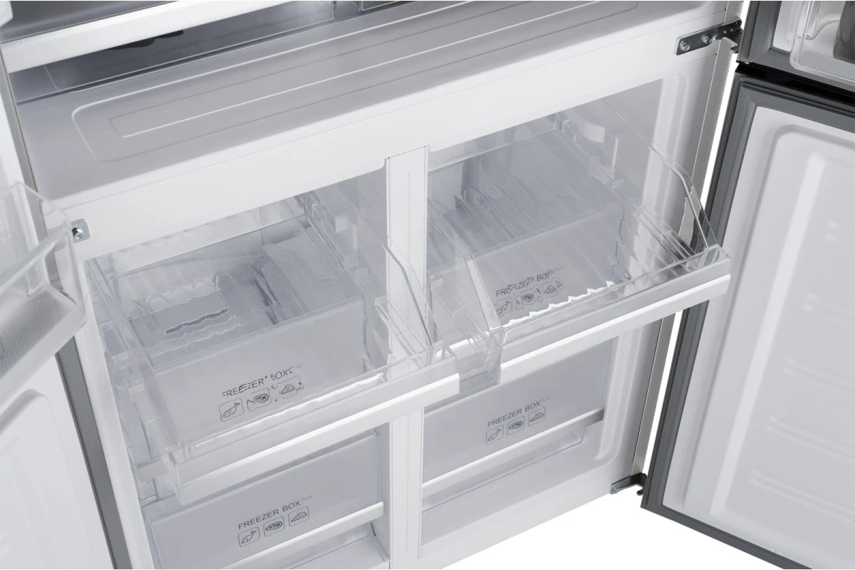 Отдельностоящий холодильник с инвертором Weissgauff WCD 450 White Rock Glass NoFrost Inverter