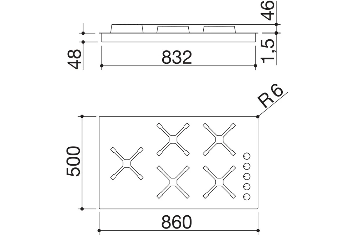 Газовая варочная панель Barazza 1PSPF95
