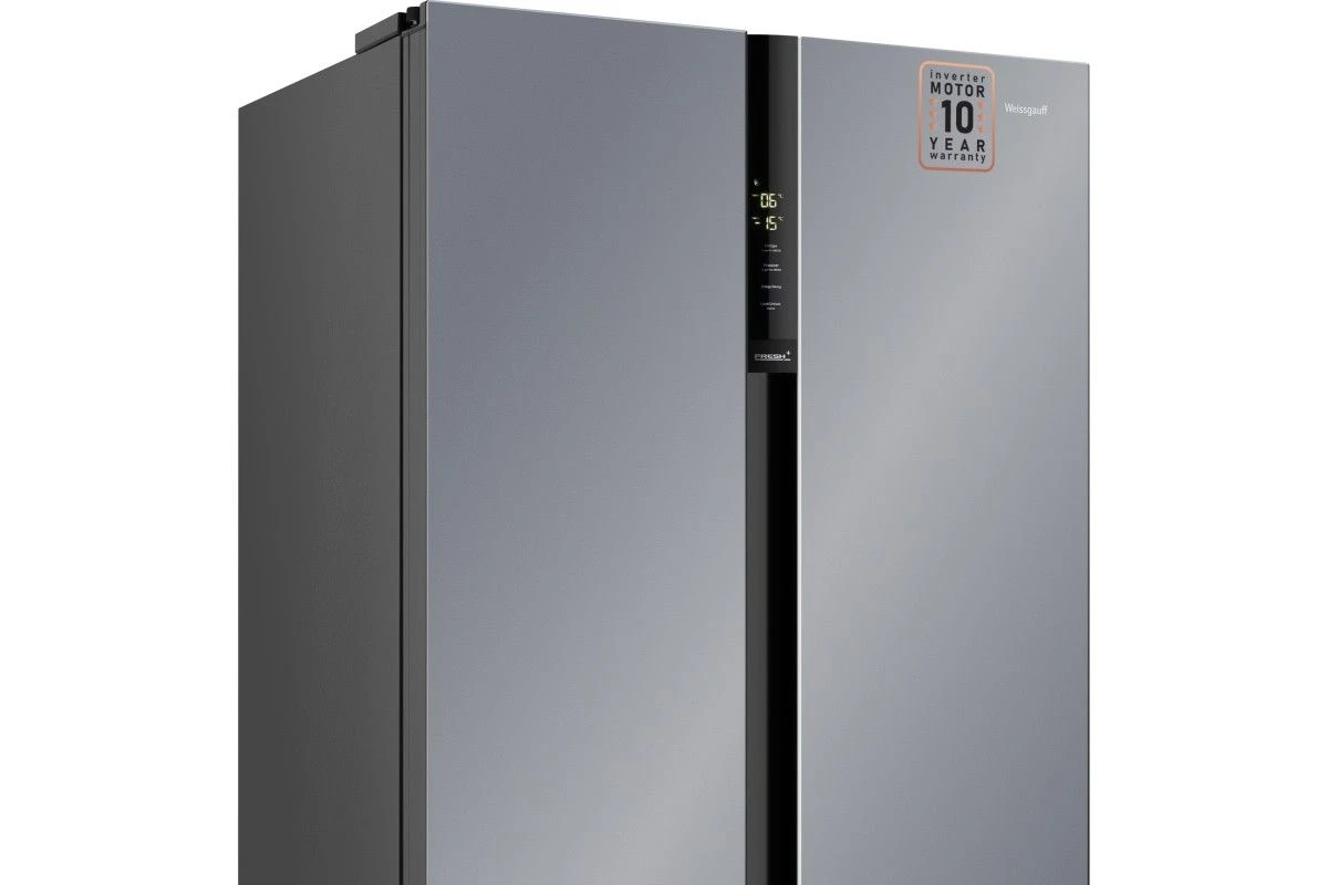 Отдельностоящий холодильник с инвертором Weissgauff WSBS 600 NoFrost Inverter Dark Grey Glass