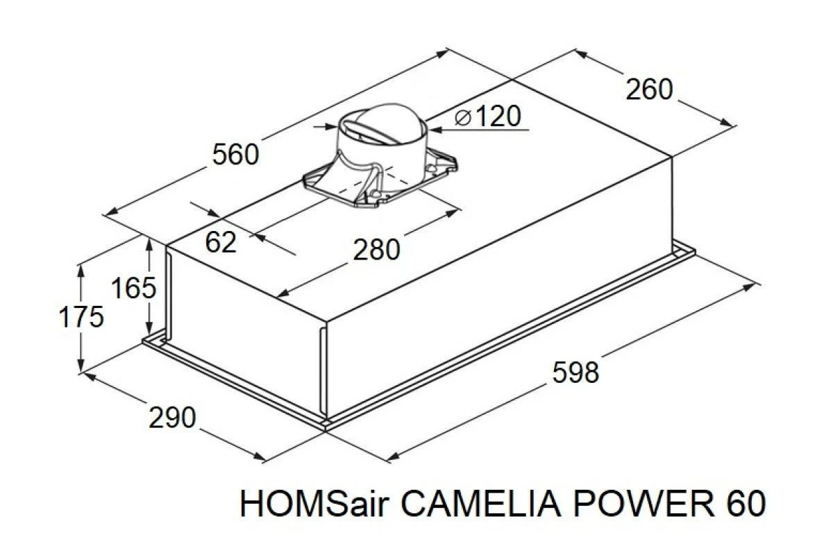 Кухонная вытяжка HOMSair CAMELIA POWER 60 нержавеющая сталь
