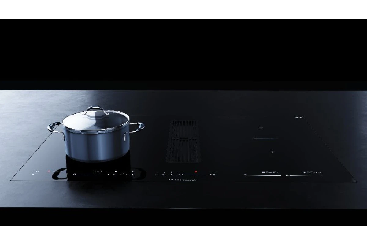 Индукционная варочная панель с вытяжкой Kuppersbusch KMI 8590.0 SR Black Velvet