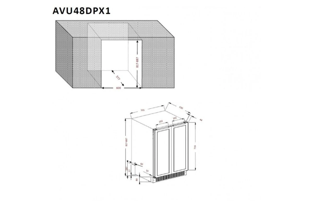Монотемпературный винный шкаф Avintage AVU48DPX1