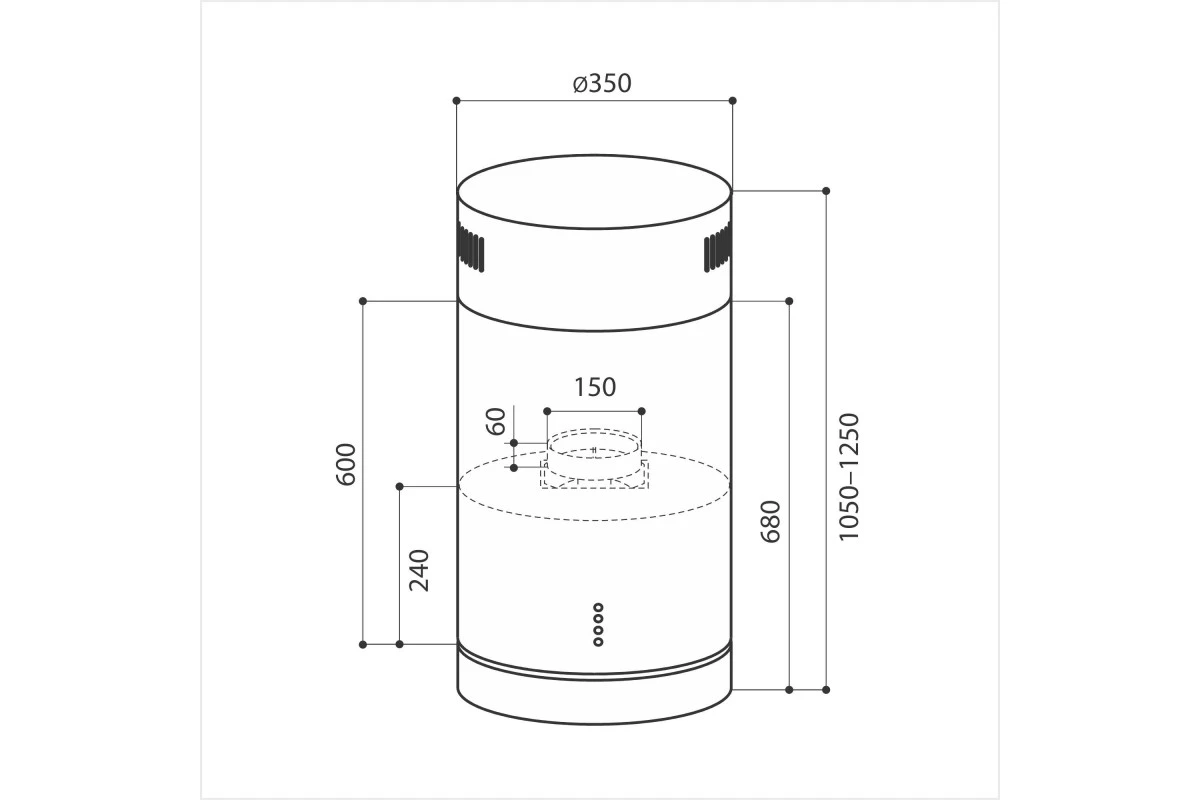 Островная кухонная вытяжка LEX Tubo Isola 350 Inox