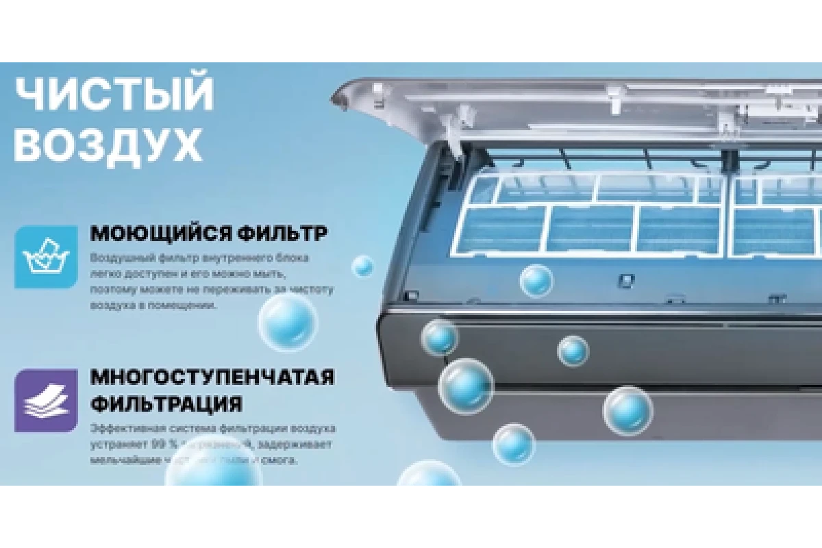 Настенный внутренний блок мульти-сплит системы Centek CT-66AMWM-H09/4R3B(HG)