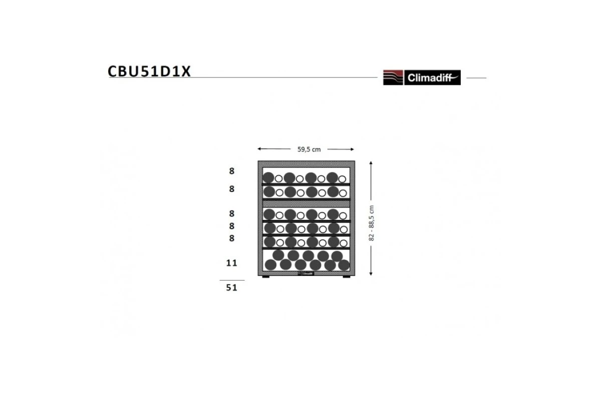 Двухзонный винный шкаф Climadiff CBU51D1X