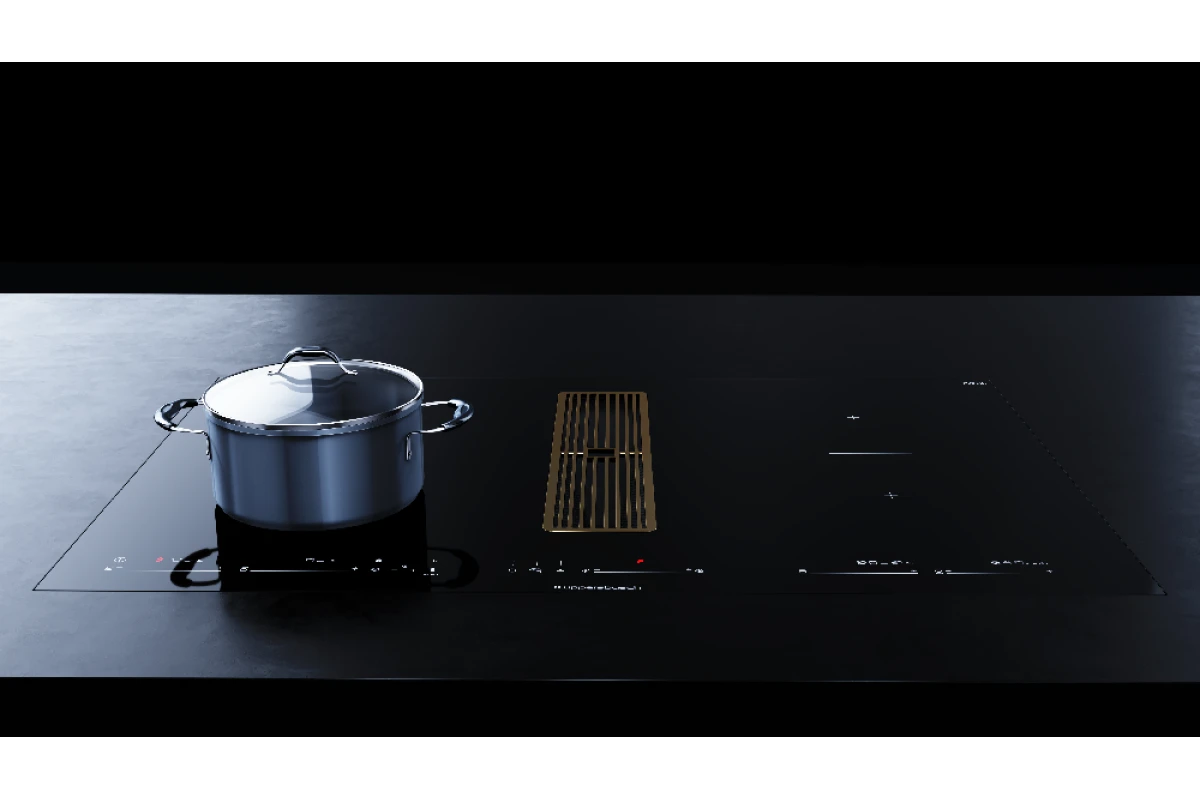 Индукционная варочная панель с вытяжкой Kuppersbusch KMI 8590.0 SR Gold