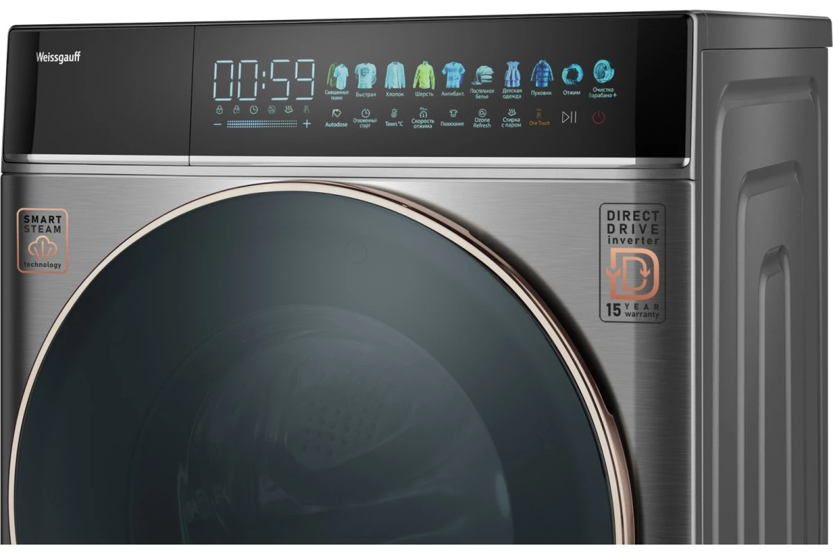 Стиральная машина с прямым приводом Weissgauff WM 58411 Direct Drive Inverter Premium Steam Grey