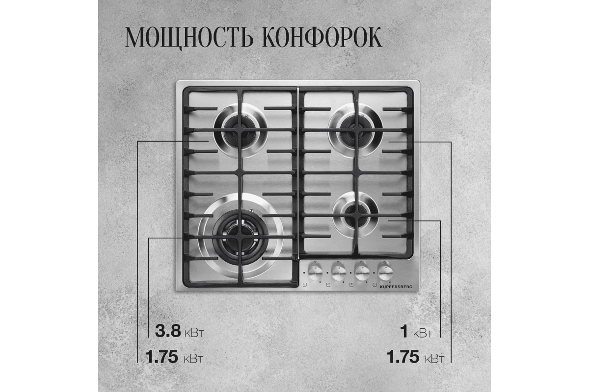 Газовая варочная панель Kuppersberg FS 64 X