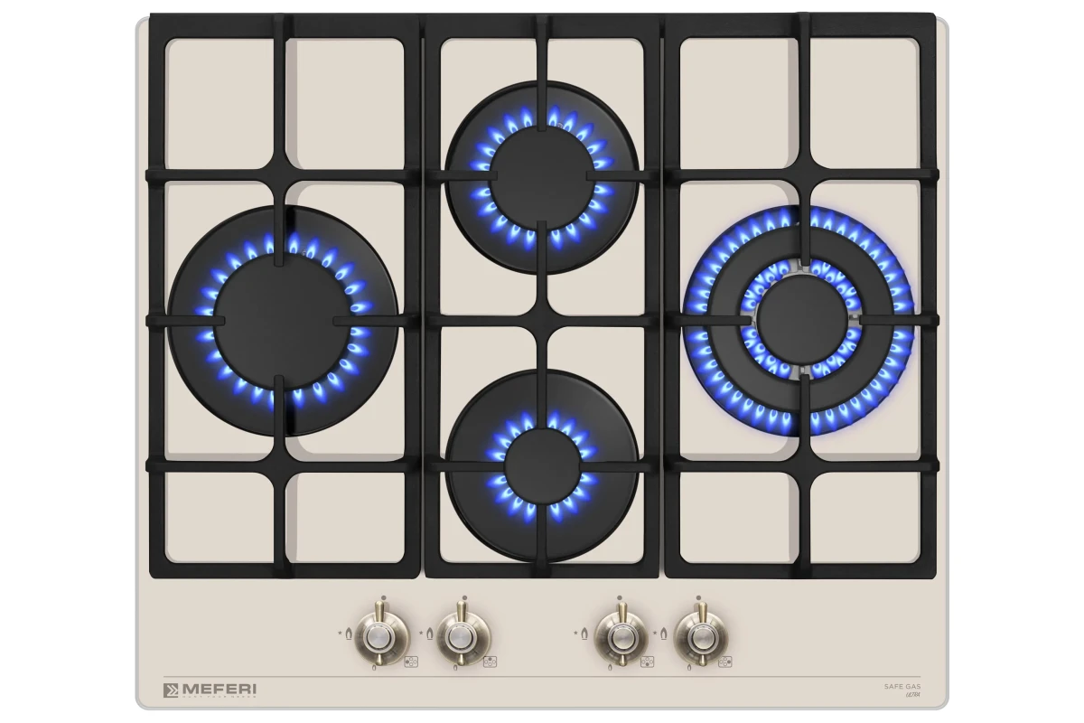 Варочная панель газовая MEFERI MGH604BG GLASS RETRO