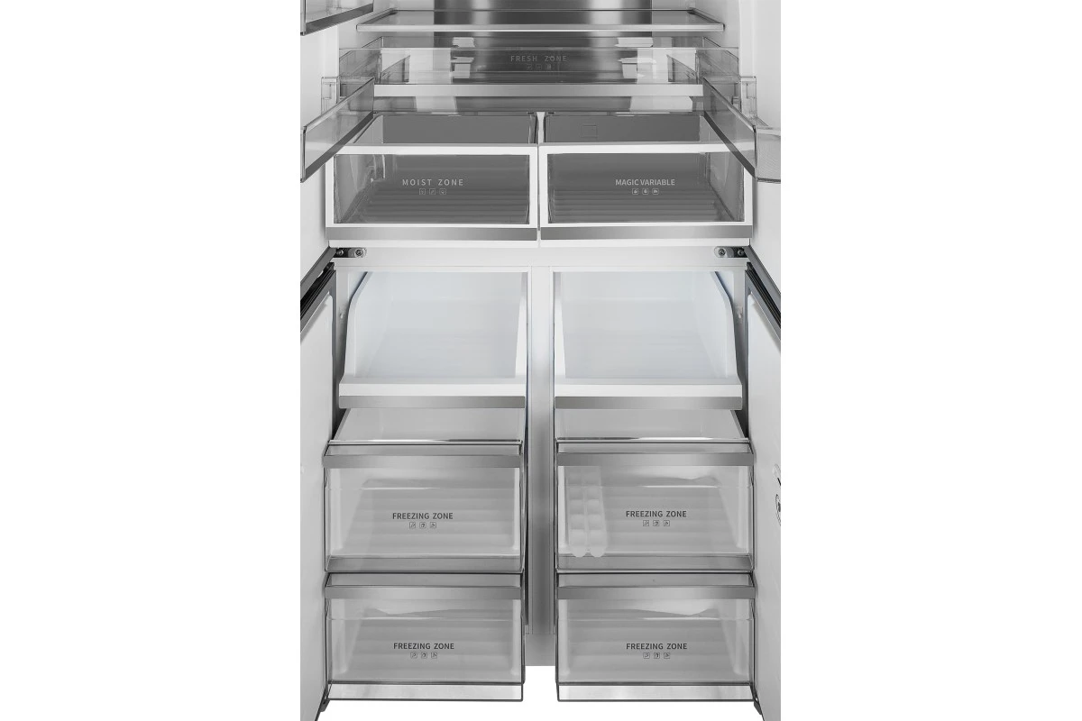 Отдельностоящий холодильник с инвертором Weissgauff WCD 510 Built-in Inverter NoFrost Black Glass