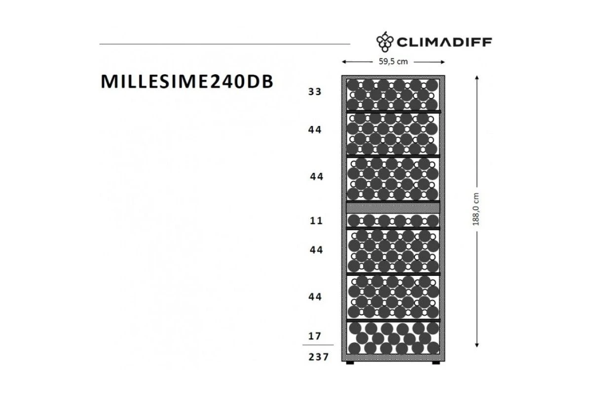 Двухзонный винный шкаф Climadiff MILLESIME240DB