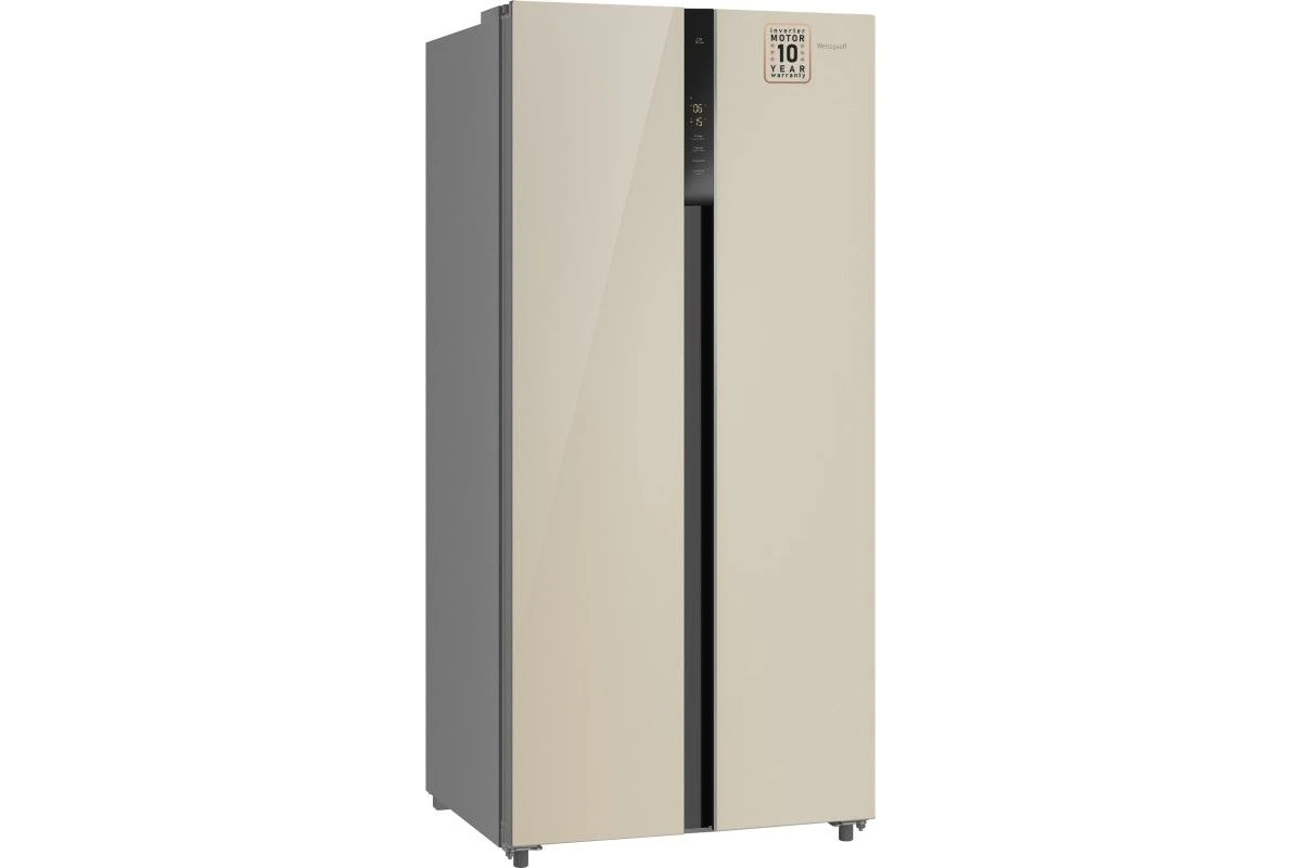 Отдельностоящий холодильник с инвертором Weissgauff WSBS 500 Inverter NoFrost Beige Glass