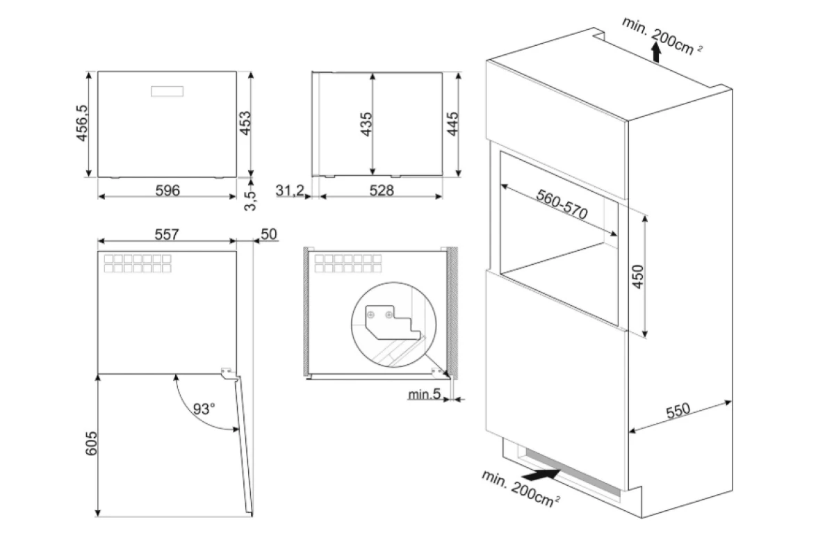 Встраиваемый холодильный шкаф для вина Smeg CVI120B3E