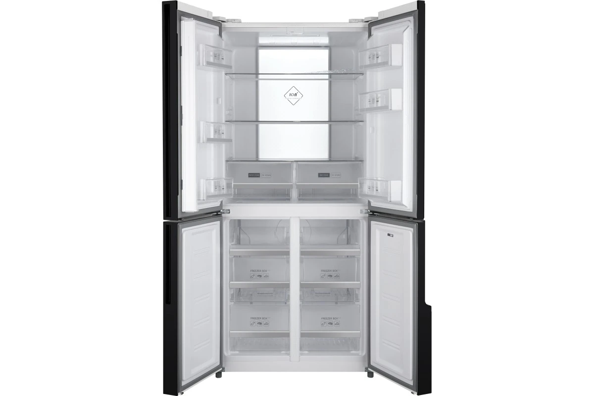 Отдельностоящий холодильник с инвертором Weissgauff WCD 450 White Rock Glass NoFrost Inverter