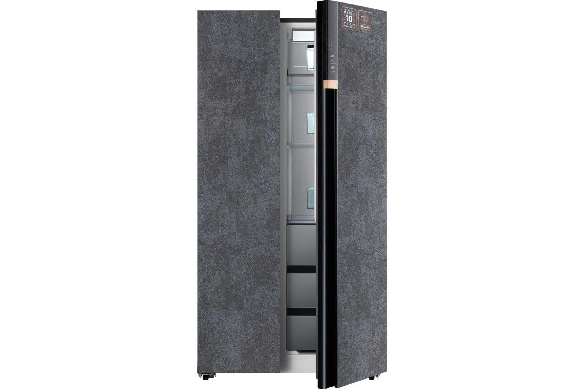 Отдельностоящий холодильник с инвертором Weissgauff WSBS 590 NoFrost Inverter Premium Rock Glass