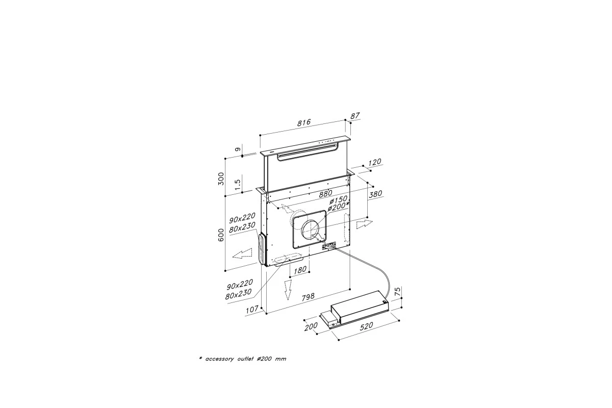 Вытяжка Downdraft Sirius S-DD18 BALANCE EM W