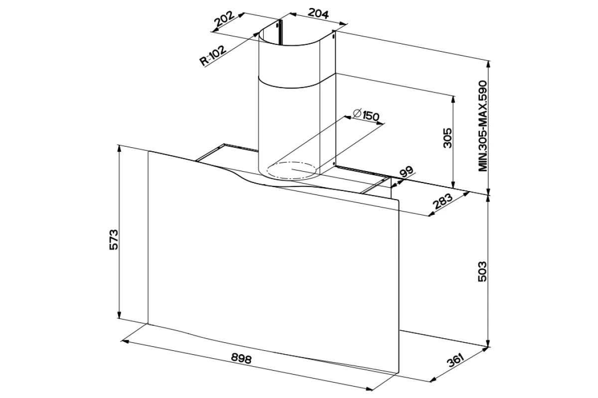 Наклонная вытяжка Faber VEIL WH CORIAN A90 110.0324.952