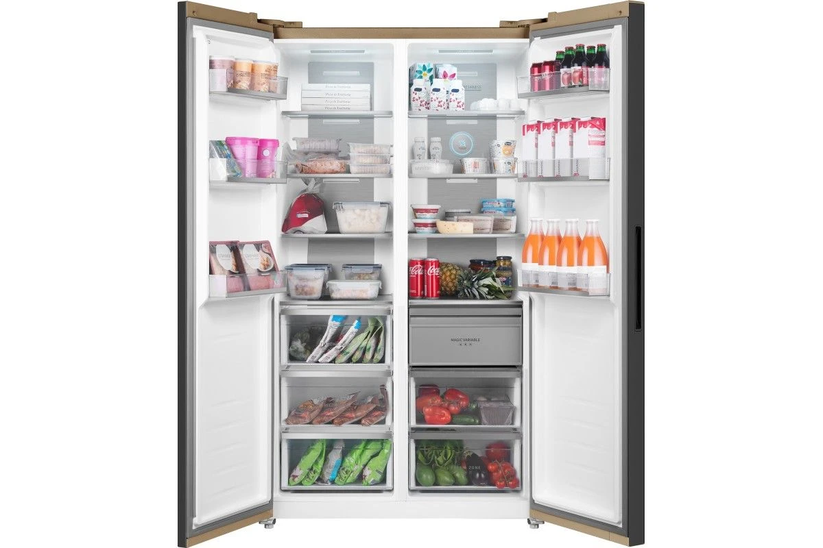 Отдельностоящий холодильник с инвертором Weissgauff WSBS 1036 Inverter NoFrost Premium Сhampagne Glass