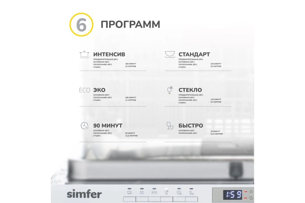 Встраиваемая посудомоечная машина Simfer DGB6602
