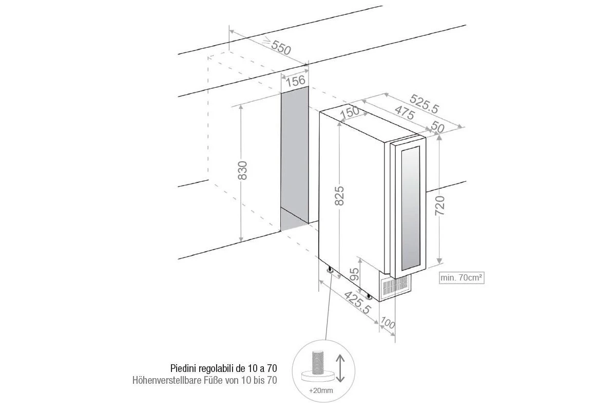 Встраиваемый винный шкаф Pando PVZB 15-9 XL