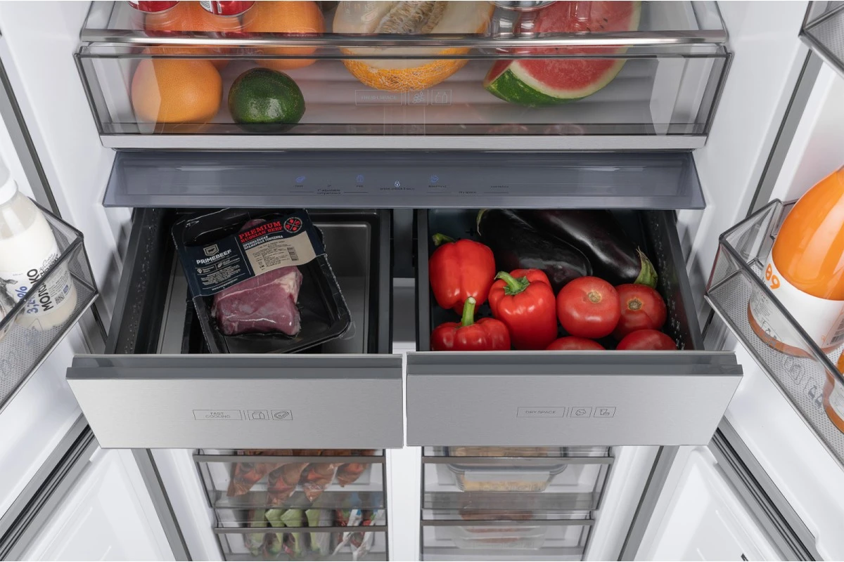 Отдельностоящий холодильник с инвертором Weissgauff WCD 590 NoFrost Inverter Premium EcoFresh Inox Glass