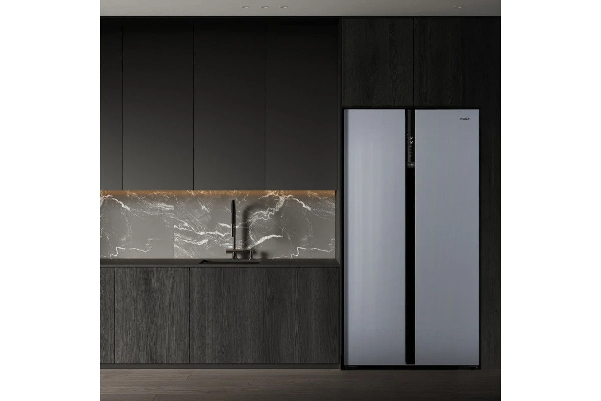 Отдельностоящий холодильник с инвертором Weissgauff WSBS 600 NoFrost Inverter Dark Grey Glass