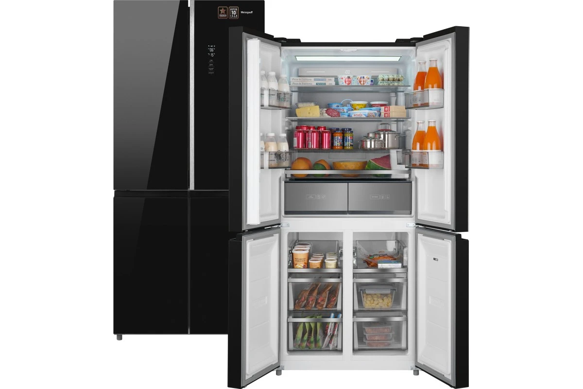 Отдельностоящий холодильник с инвертором Weissgauff WCD 590 Nofrost Inverter Premium EcoFresh Black Glass