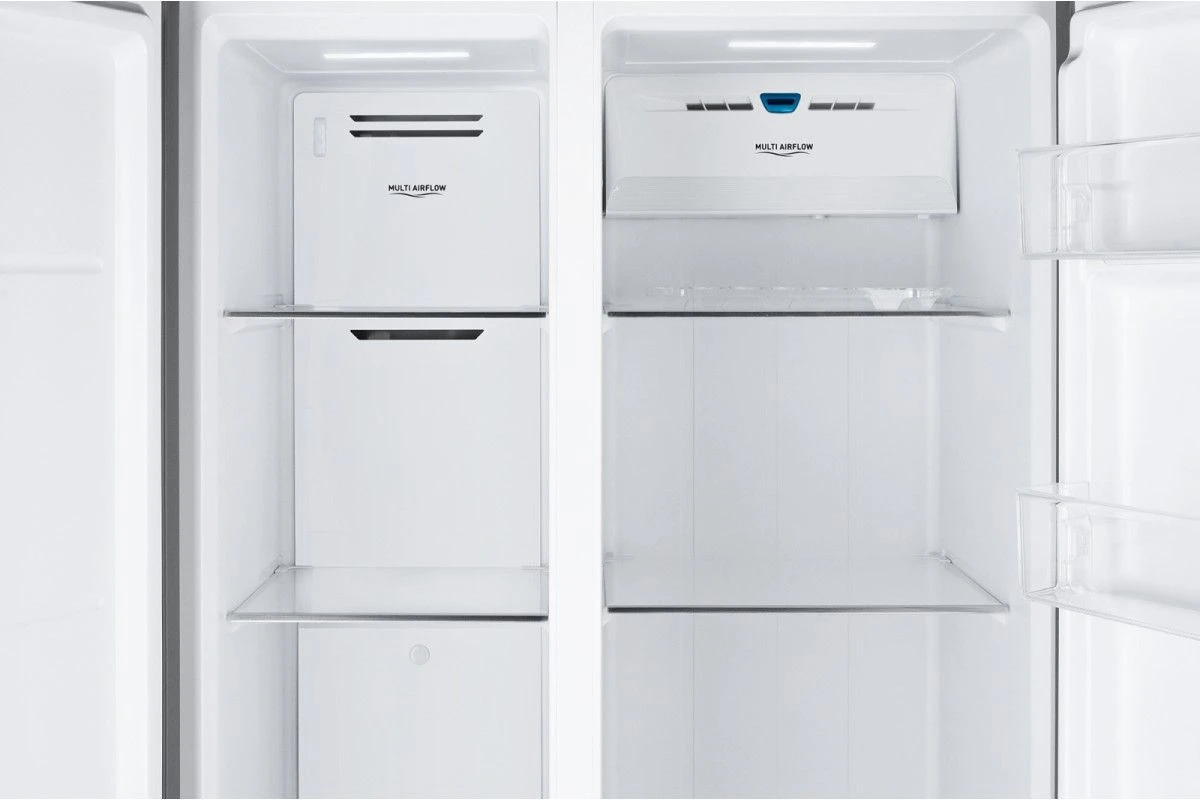 Отдельностоящий холодильник с инвертором Weissgauff WSBS 600 NoFrost Inverter Inox Glass