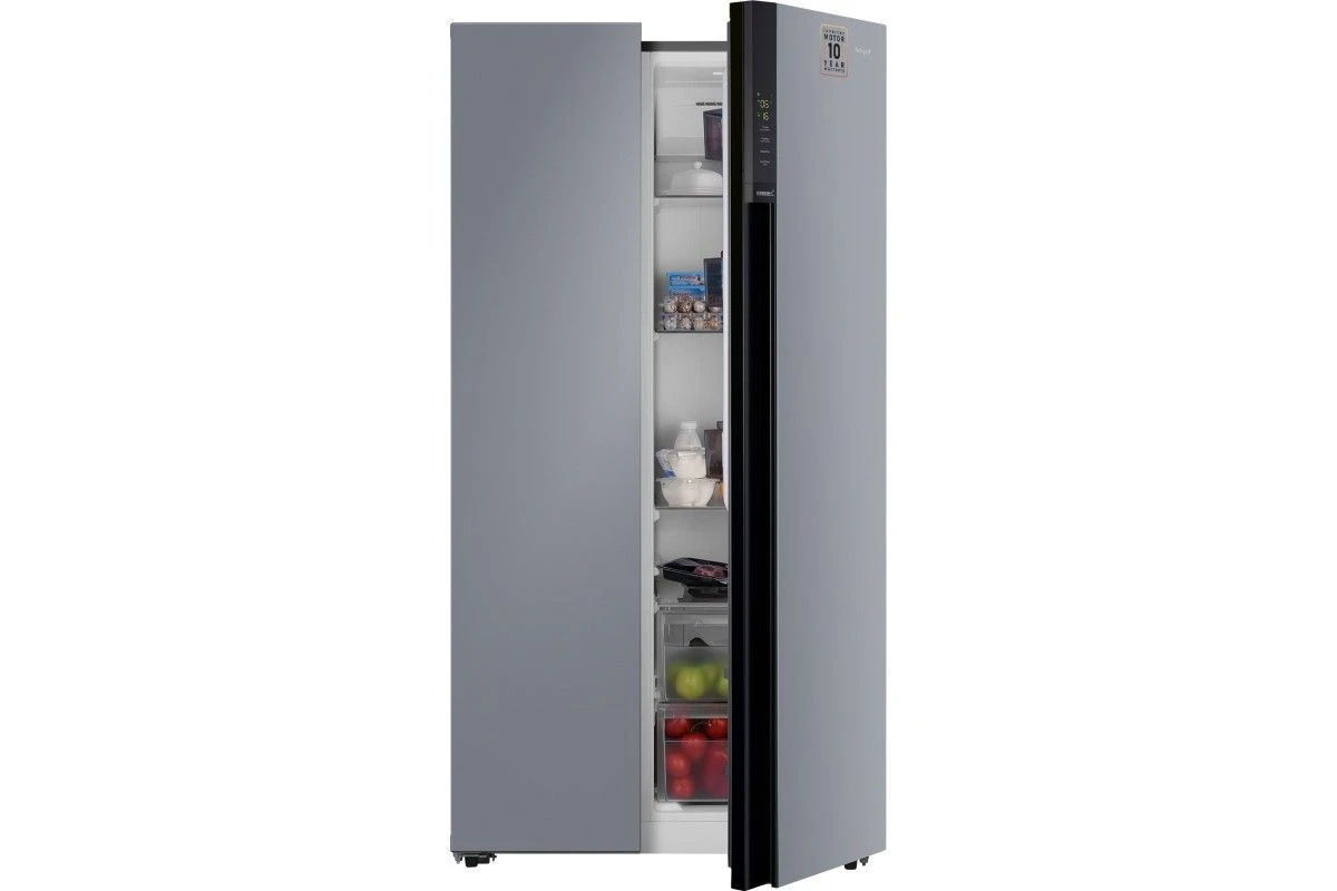 Отдельностоящий холодильник с инвертором Weissgauff WSBS 600 NoFrost Inverter Dark Grey Glass