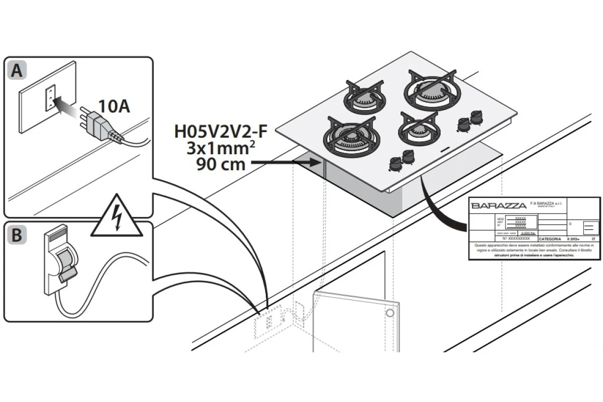 Газовая варочная панель Barazza 1PMD95B