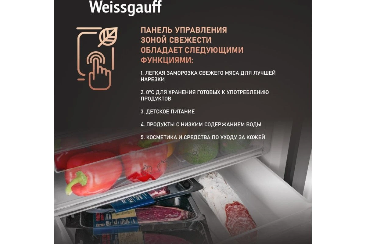 Отдельностоящий холодильник с инвертором Weissgauff WRK 185 Total NoFrost Inverter Inox