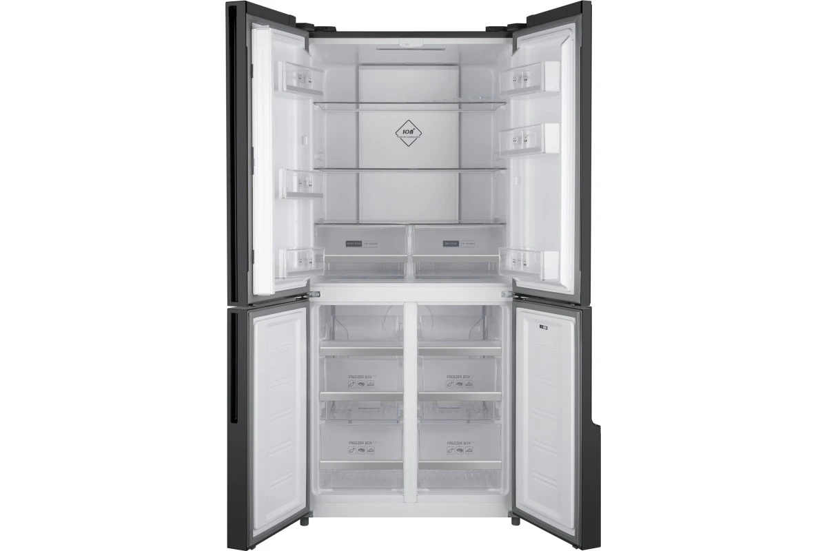 Отдельностоящий холодильник с инвертором Weissgauff WCD 450 Inox Glass NoFrost Inverter