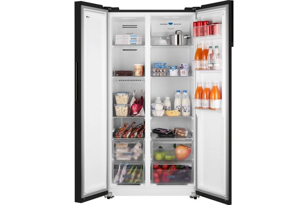 Отдельностоящий холодильник с инвертором Weissgauff WSBS 600 NoFrost Inverter Bru Steel Glass