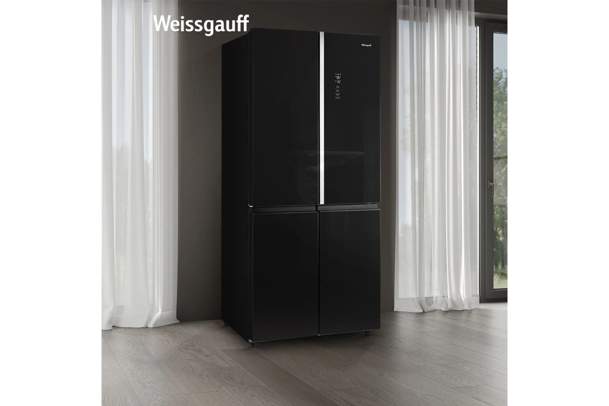 Отдельностоящий холодильник с инвертором Weissgauff WCD 590 Nofrost Inverter Premium EcoFresh Black Glass