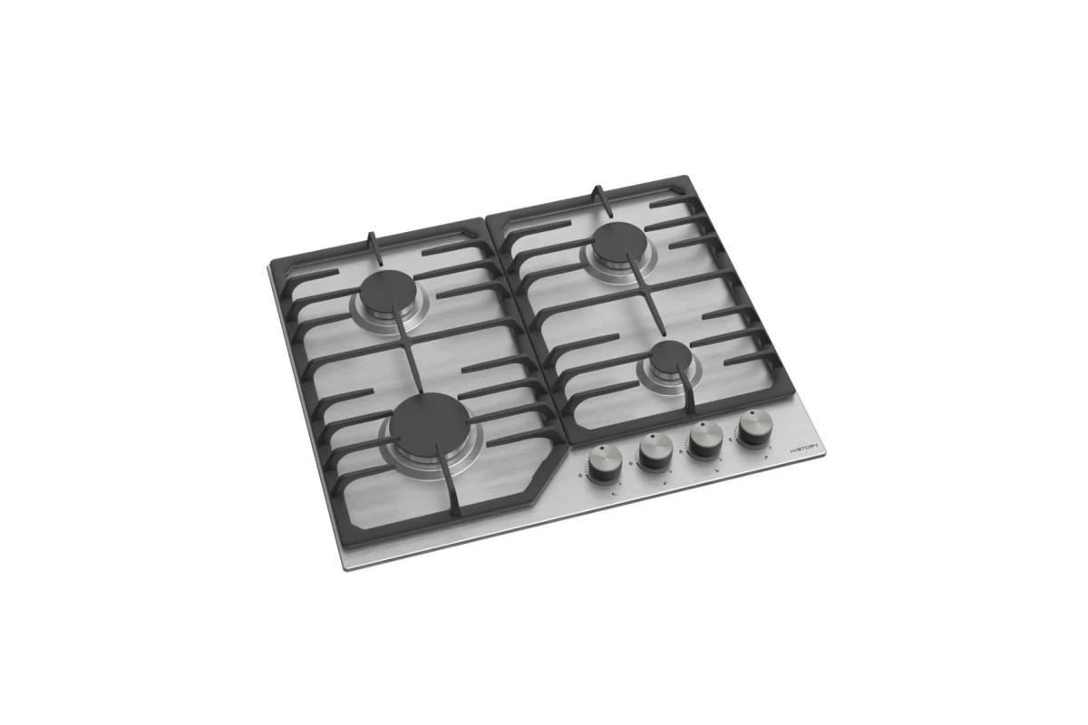 Газовая варочная панель HiSTORY HGE 640C FIX, серебристый INOX